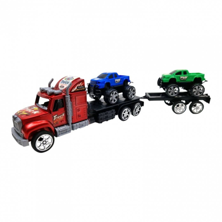 Jucarii - Camion de Jucarie Tip TIR Transportor cu Trailer, 42 cm, rosu