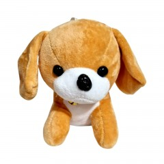 Jucarii de Plus - jucarie de plus, catel cu clopotel, caine care latra, 17 cm, crem