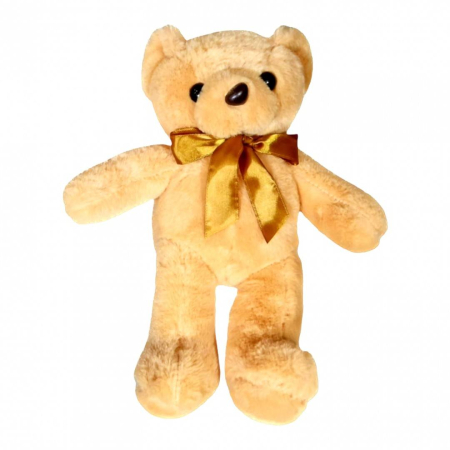 Jucarii de Plus - jucarie de plus, urs cu fundita satinata, 30 cm, maro deschis
