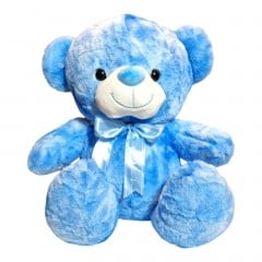 Jucarii de Plus - Jucarie de plus, urs cu fundita satinata, 35 cm, albastru