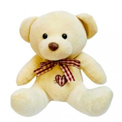 Jucarii - jucarie de plus, urs cu inima si fundita in carouri, 23 cm