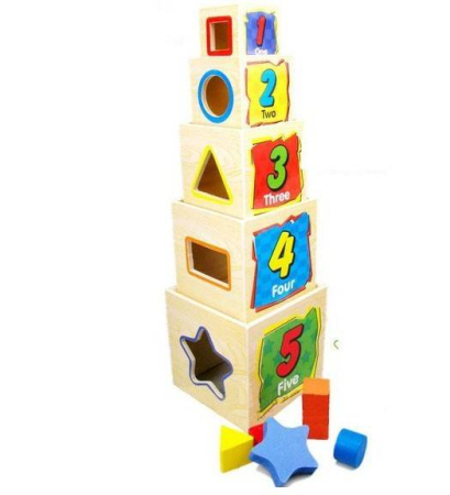 Jucarii Educative - Jucarie educativa din lemn formata din 5 cuburi cu forme