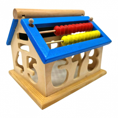 Jucarii Lemn - Jucarie educativa din lemn, casuta cu numaratoare
