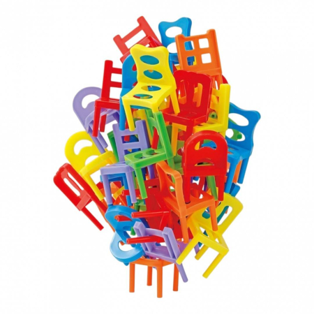 Jucarii Educative - Joc Interactiv de Echilibru, Turnul din Scaune Colorate, 36 Piese