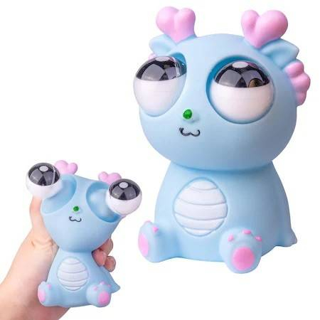 Figurine - Jucarie interactiva, dragon amuzant cu ochi mobili, pop-up, antistres, albastru
