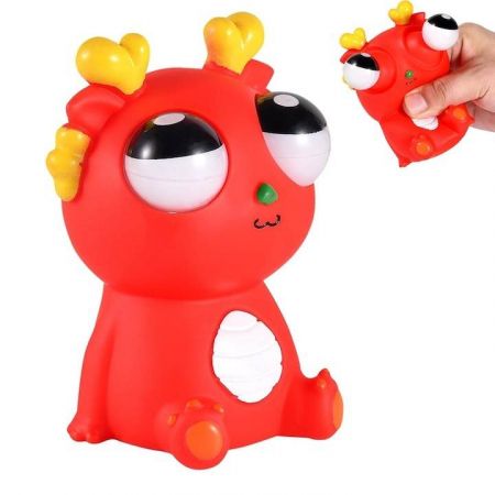 Figurine - Jucarie interactiva, dragon amuzant cu ochi mobili, pop-up, antistres, rosu