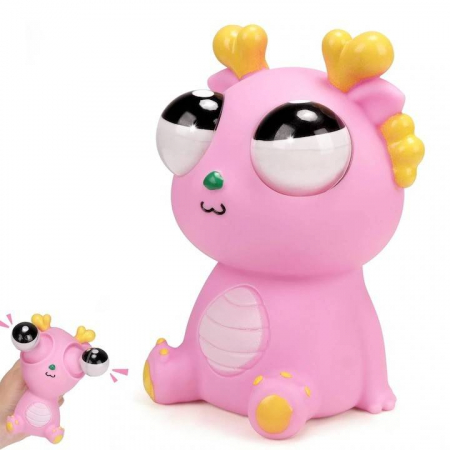 Figurine - Jucarie interactiva, dragon amuzant cu ochi mobili, pop-up, antistres, roz