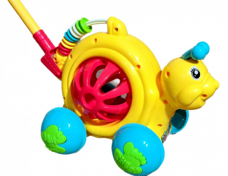 Bebe & Papusi & Accesorii - jucarie pentru copii de impins, melc cu tija reglabila, 22 cm