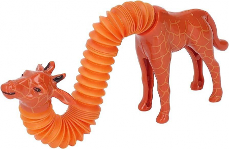 Animale - Jucarie senzoriala antistres, Girafa cu gat telescopic, lumini, 11x12 cm