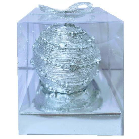 Craciun - lumanare din ceara lucrata in filigran, cutie de cadou pentru Craciun,argintiu