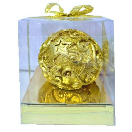 Craciun - Lumanare din ceara lucrata in filigran, model stelute, cutie de cadou, auriu