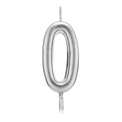 Petrecere - lumanare tort argintie, 4.5 cm, cifra 0