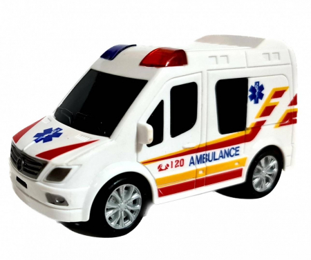 Vehicule - masina cu radio comanda, ambulanta cu lumini, 13 cm