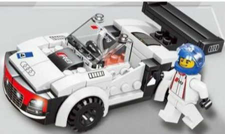 Constructie - masina de curse gri cu un omulet demontabil, 90 piese