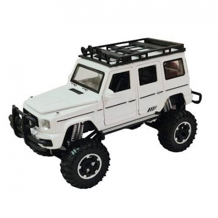 Vehicule - Masina metalica cu amortizoare si roti din cauciuc, macheta cu usi care se deschid, lumini si sunete, 1:32, SUV rosu/alb