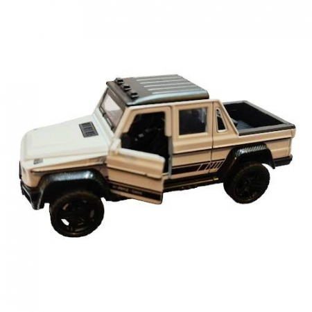Vehicule - masina metalica de teren, macheta cu doua portiere care se deschid, pull back, lumini si sunete, baterii incluse, 1:32, alb