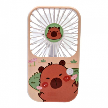 Produse Sezon - Mini Ventilator Portabil, 3 Trepte de Viteza, Reincarcabil USB, cu Suport și Snur, Bej