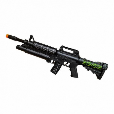 Arme - mitraliera de jucarie cu lumina de urmarire, Victory Gun, sunete, negru, 62 cm