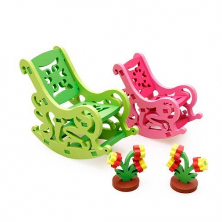 Jucarii Lemn - mobilier din lemn pentru papusi - 2 fotolii-balansoar