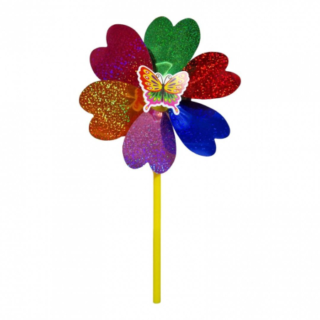 Gradina - morisca de vant cu sclipici, fluturas, diametru 21 cm