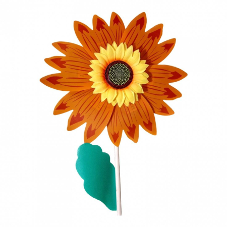 Gradina - Morisca de vant Floarea Soarelui cu coada din lemn, diametru 40 cm
