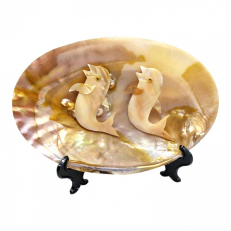 Decoratiuni - Obiect Decorativ din Scoica Marina Naturala, Sculptat Manual, alb sidef