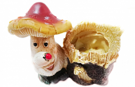 Gradina - ornament din rasina pictat manual , decoratiune cu suport pentru ghiveci, pentru gradina, terasa, ciupercuta cu gargarita