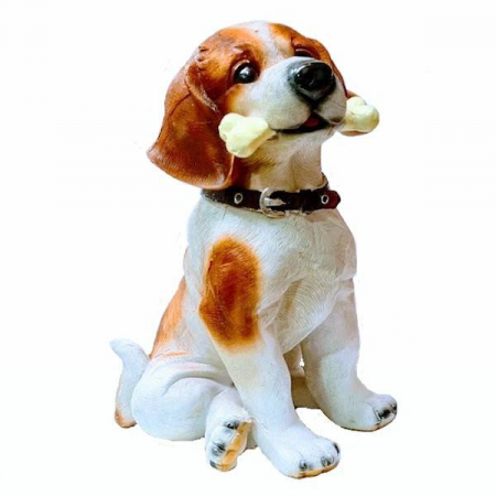 Gradina - Ornament Din Rasina Pictat Manual, Decoratiune Pentru Gradina, Terasa, Gazon, caine cu os, 36 cm