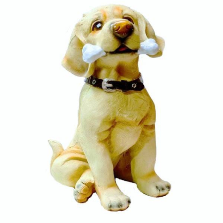 Gradina - Ornament Din Rasina Pictat Manual, Decoratiune Pentru Gradina, Terasa, Gazon, caine cu os, 36 cm