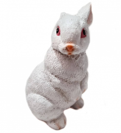 Paste - ornament din rasina pictat manual , decoratiune pentru gradina, terasa, gazon, iepure alb, decoratiune Paste, 15 cm