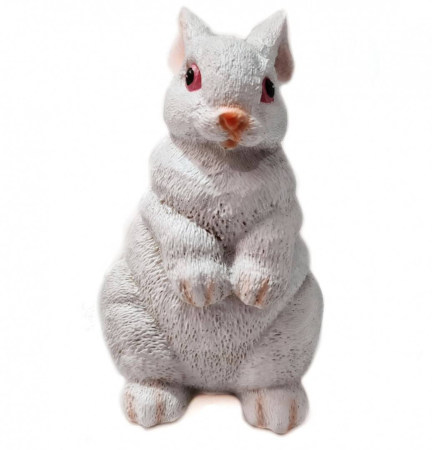 Paste - ornament din rasina pictat manual , decoratiune pentru gradina, terasa, gazon, iepure alb, decoratiune Paste, 15 cm