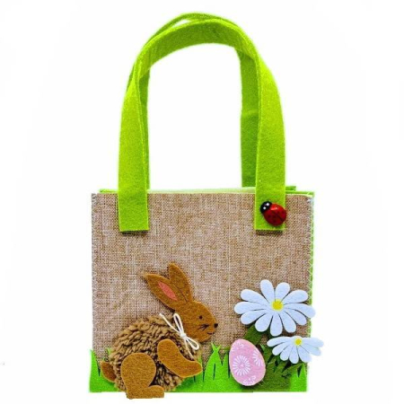 Paste - gentuta decorativa din fetru, model cu aplicatii pascale, cadou de Paste, 14x15x7 cm