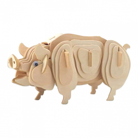 Jucarii Educative - Puzzle 3D din lemn, porc