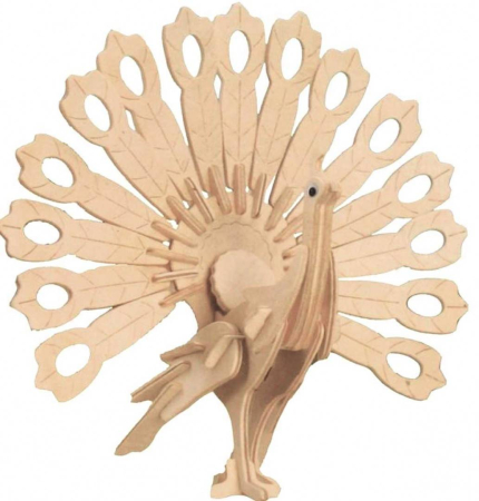 Jucarii Educative - Puzzle 3D din lemn, paun