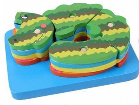 Jucarii Lemn - Puzzle 4 in 1 crocodil