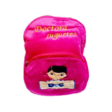 Jucarii de Plus - Rucsac cu buzunar, Doc, geanta din plus pentru gradinita, roz