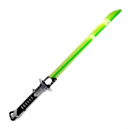 Arme - Sabie Katana de jucarie cu lumini si sunete pentru micii Samurai si Ninja, 77 cm, verde