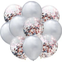Petrecere - Set 10 baloane cu confetti, 30 cm, culoare alb