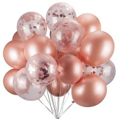 Petrecere - Set 10 baloane cu confetti, 30 cm, culoare aramiu