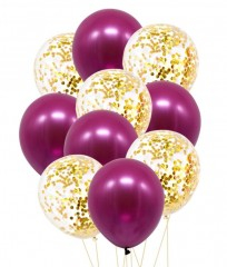 Petrecere - Set 10 baloane cu confetti, 30 cm, culoare mov