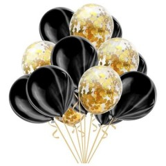 Petrecere - Set 10 baloane cu confetti, 30 cm, culoare negru