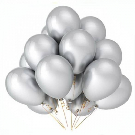 Petrecere - set 100 baloane latex, 25 cm, argintiu