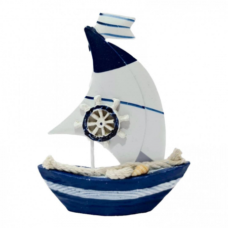 Produse Sezon - Decoratiune din metal, barca cu vele, tema marina, 14x11 cm