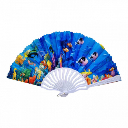 Produse Sezon - Set 12 evantaie din material plastic si textil, albastru