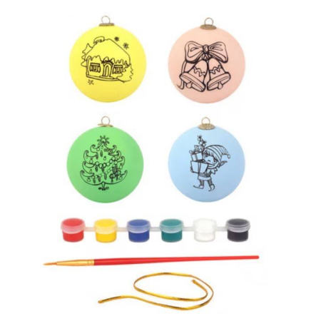 Craciun - Set 4 globuri de Craciun pentru colorat, creeaza-ti propriile decoratiuni magice