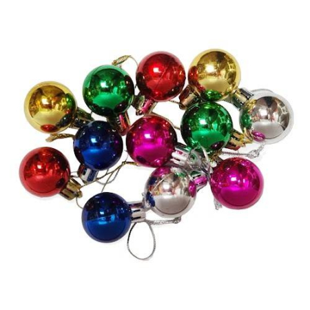 Craciun - Set 12 globuri multicolore, decoratiune pentru pomul de Craciun, diametru 2.5 cm