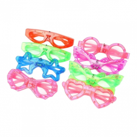 Petrecere - Set 12 ochelari cu lumini LED, forme mixte si lumini vibrante pentru copii
