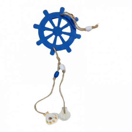 Produse Sezon - Decoratiune din lemn pentru perete, timona cu sistem de agatare, tema marina, 42 cm