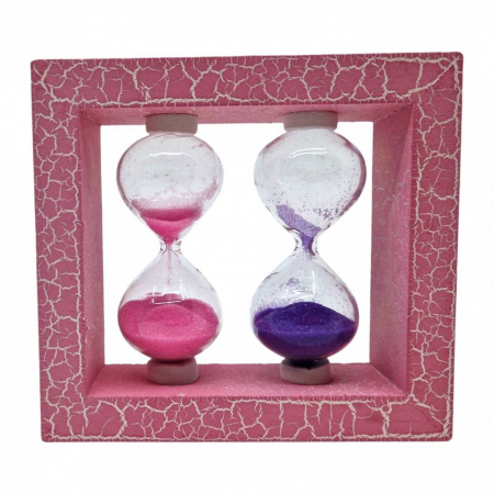 Vara - Clepsidra dubla din sticla cu efect marmorat, roz