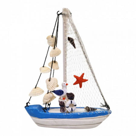Vara - Decoratiune marina, barca cu vele, 20 cm